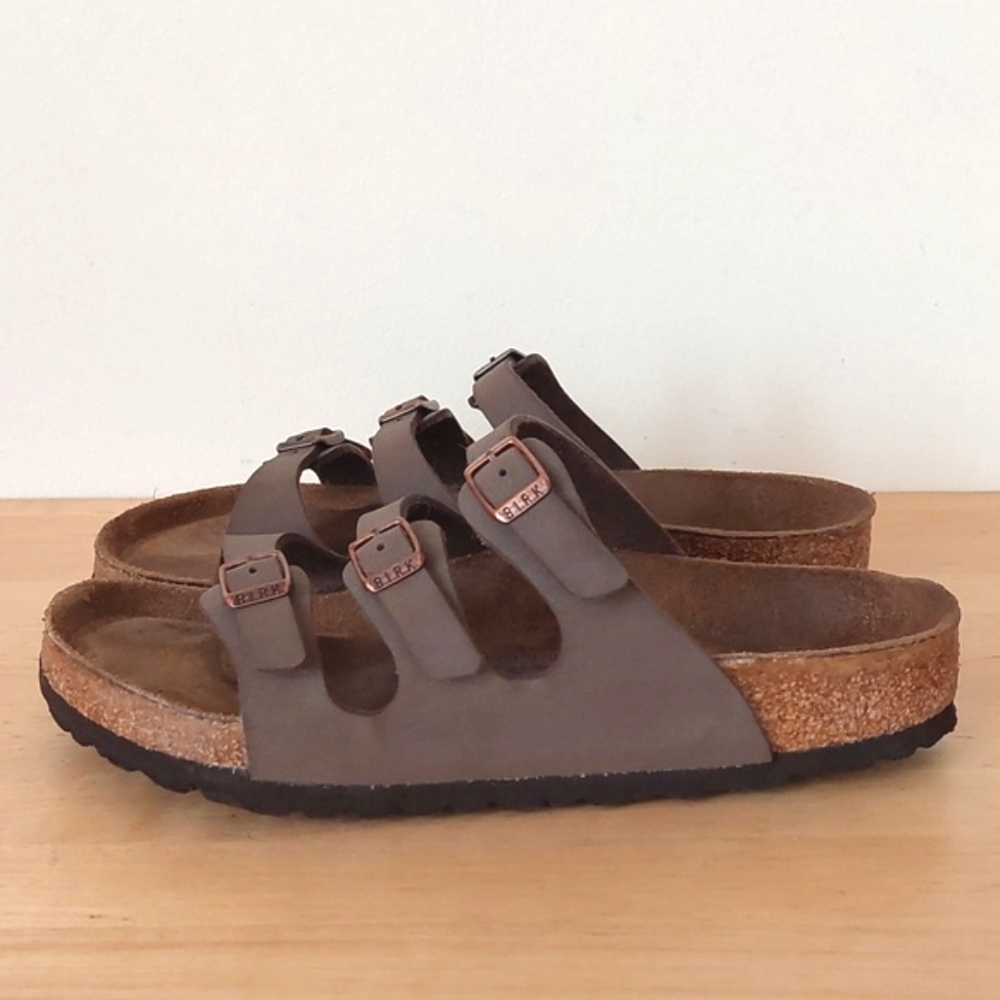 Birkenstock Florida Birki-buc Mocha 3-strap Sandals